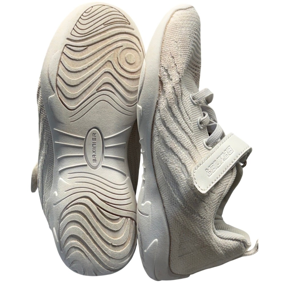 Baxinier Kids Knit Sneakers Off White Cream Hook Loop Athletic Shoes Size EU 30